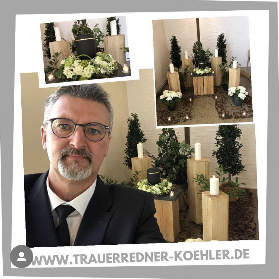 Trauerredner Fulda Matthias Köhler bei einer Trauerfeier und Erinnerungsfeier in der Trauerhalle auf dem Friedhof Hohe Luft Bad Hersfeld